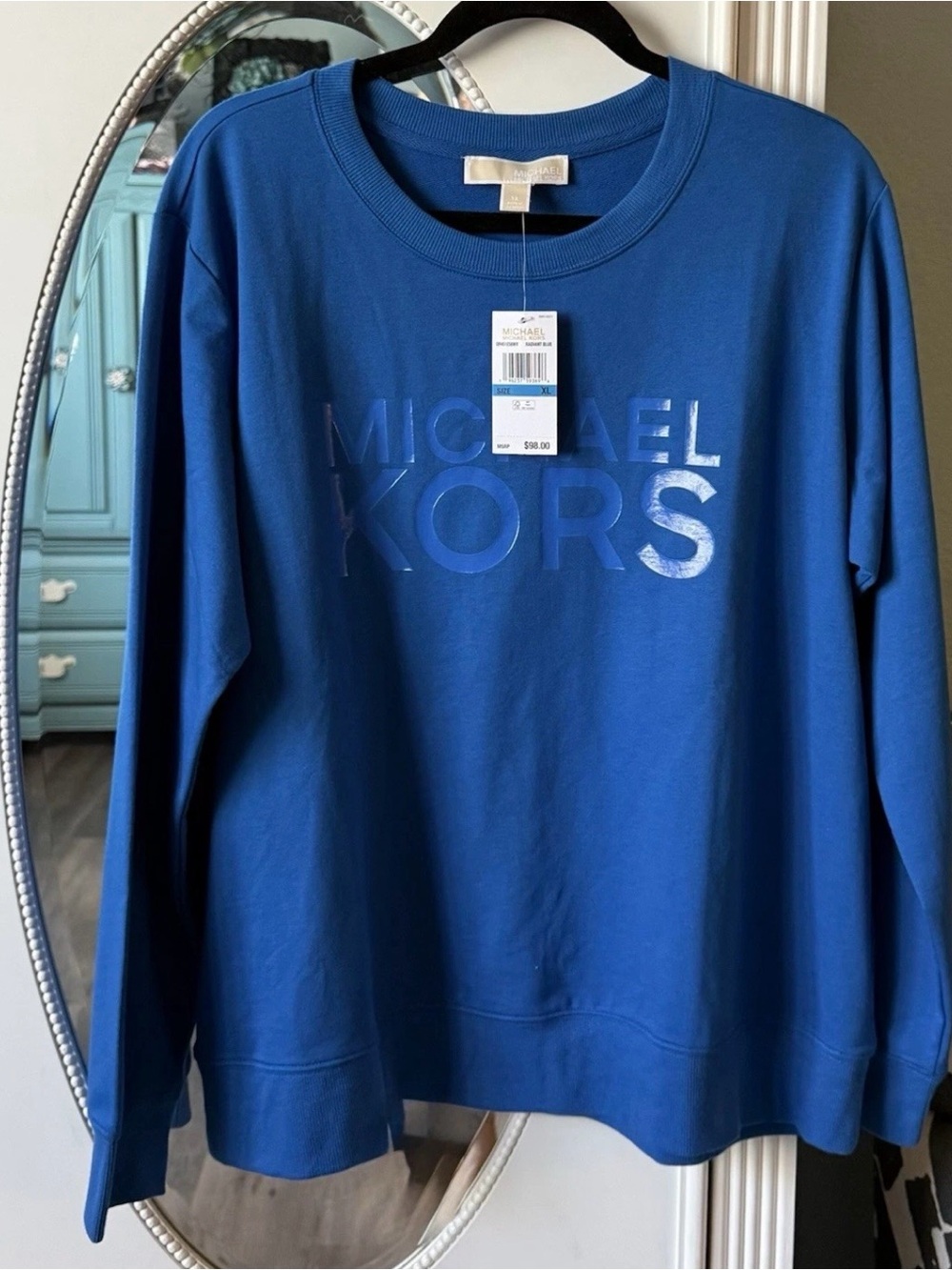 MICHAEL Michael Kors Royal Blue Crewneck Sweatshirt with Gloss Logo